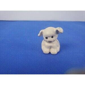 Vtg Cast Iron Puppy Dog Paperweight RARE White